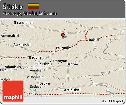 Shaded Relief Panoramic Map of Šiliškis