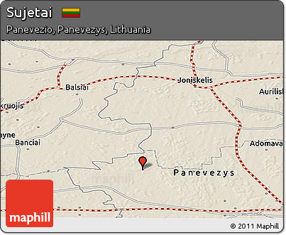 Shaded Relief Panoramic Map of Sujetai