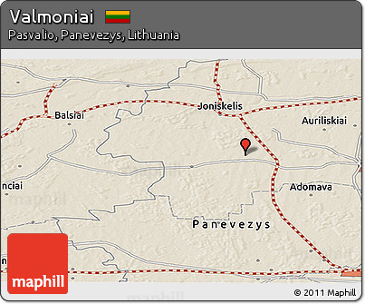 Shaded Relief Panoramic Map of Valmoniai