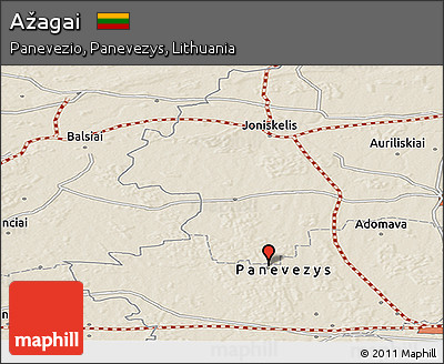 Shaded Relief Panoramic Map of Ažagai
