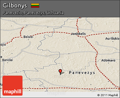 Shaded Relief Panoramic Map of Gilbonys
