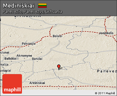 Shaded Relief Panoramic Map of Mediniškiai