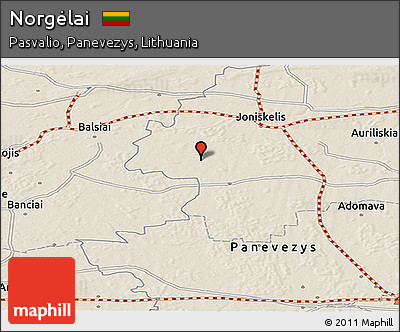 Shaded Relief Panoramic Map of Norgėlai