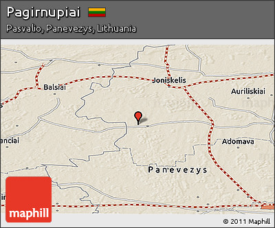 Shaded Relief Panoramic Map of Pagirnupiai