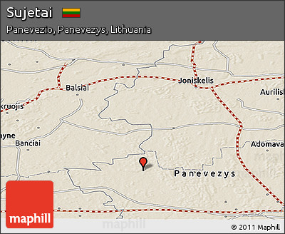 Shaded Relief Panoramic Map of Sujetai