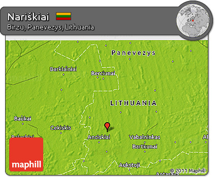 Physical 3D Map of Nariškiai
