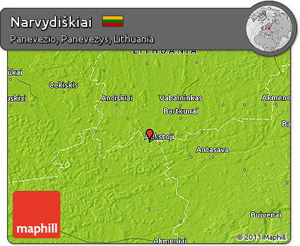 Physical 3D Map of Narvydiškiai