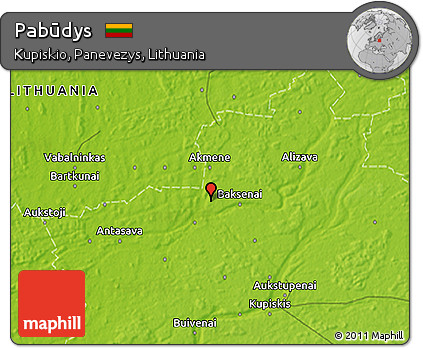 Physical 3D Map of Pabūdys