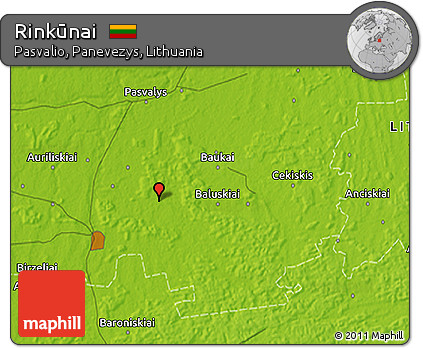 Physical 3D Map of Rinkūnai