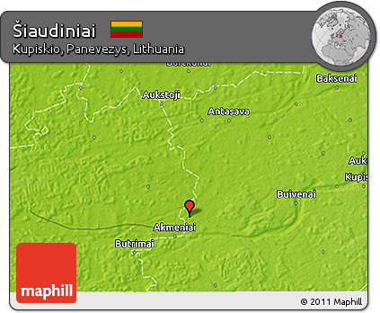 Physical 3D Map of Šiaudiniai