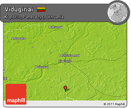 Physical 3D Map of Vidugiriai