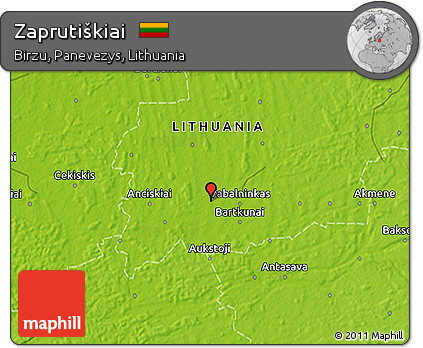 Physical 3D Map of Zaprutiškiai