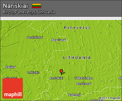 Physical 3D Map of Nariškiai