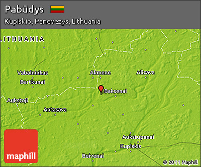 Physical 3D Map of Pabūdys
