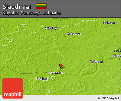 Physical 3D Map of Šiaudiniai