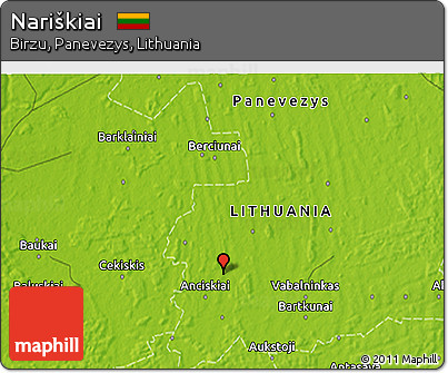 Physical 3D Map of Nariškiai
