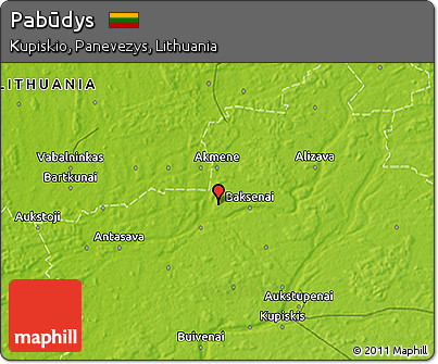 Physical 3D Map of Pabūdys