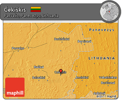 Political 3D Map of Čekiškis