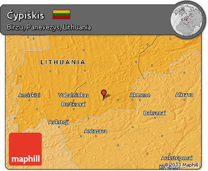 Political 3D Map of Čypiškis