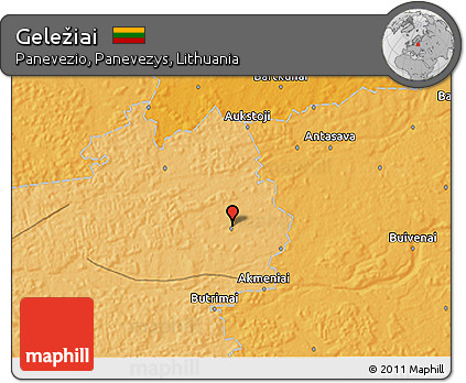 Political 3D Map of Geležiai