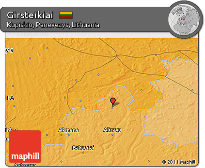 Political 3D Map of Girsteikiai