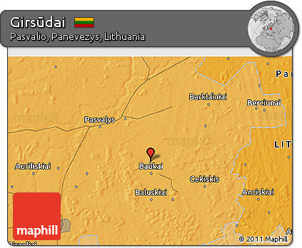 Political 3D Map of Girsūdai