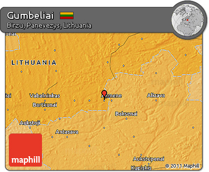 Political 3D Map of Gumbeliai