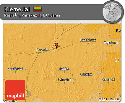 Political 3D Map of Kiemeliai