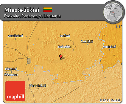 Political 3D Map of Miesteliškiai