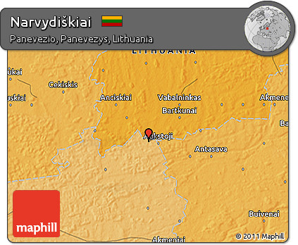 Political 3D Map of Narvydiškiai