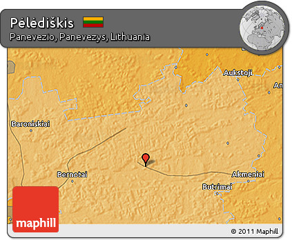 Political 3D Map of Pėlėdiškis