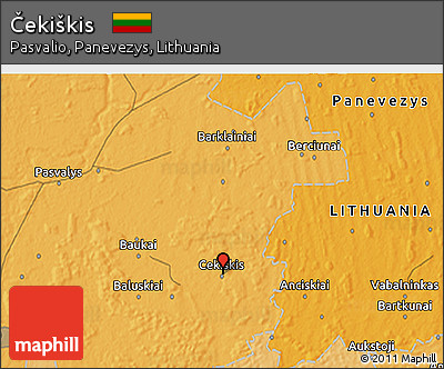 Political 3D Map of Čekiškis