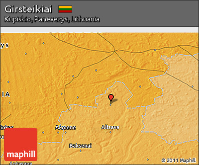 Political 3D Map of Girsteikiai