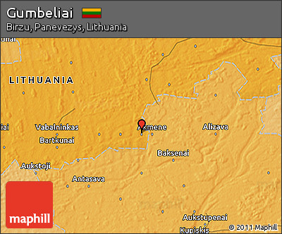 Political 3D Map of Gumbeliai