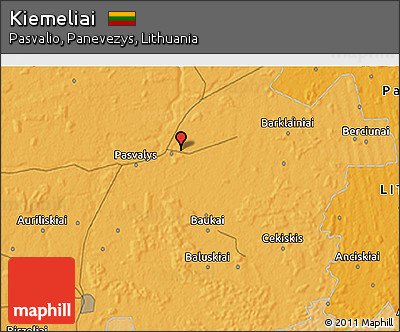 Political 3D Map of Kiemeliai