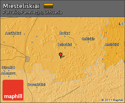 Political 3D Map of Miesteliškiai