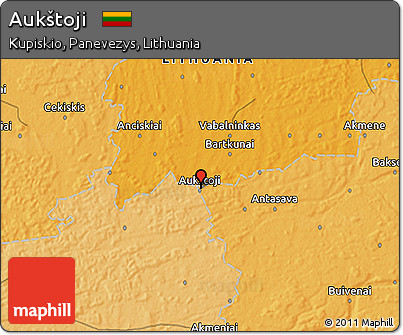 Political 3D Map of Aukštoji