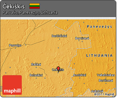 Political 3D Map of Čekiškis