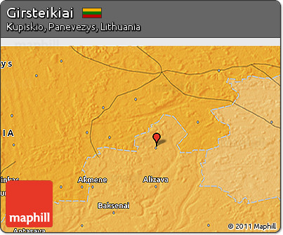Political 3D Map of Girsteikiai