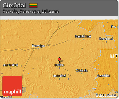 Political 3D Map of Girsūdai