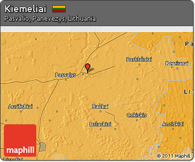 Political 3D Map of Kiemeliai