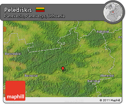 Satellite 3D Map of Pėlėdiškis