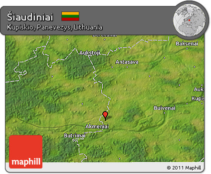Satellite 3D Map of Šiaudiniai
