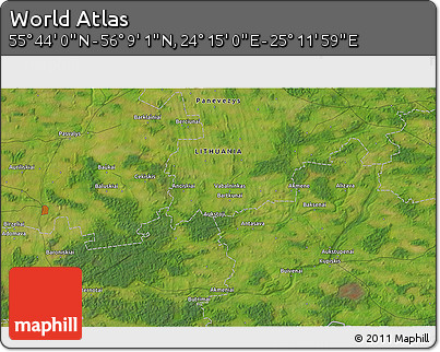 Satellite 3D Map of the Area around 55° 56' 31" N, 24° 43' 30" E