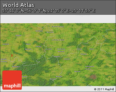 Satellite 3D Map of the Area around 55° 56' 31" N, 24° 43' 30" E