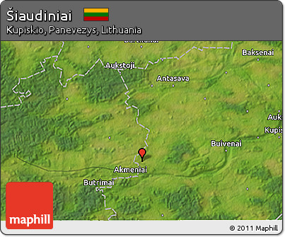 Satellite 3D Map of Šiaudiniai