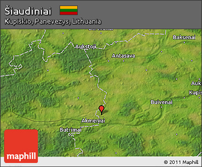 Satellite 3D Map of Šiaudiniai