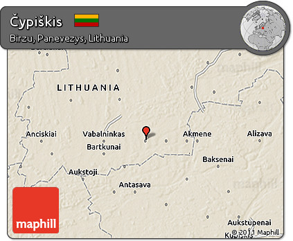 Shaded Relief 3D Map of Čypiškis