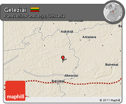 Shaded Relief 3D Map of Geležiai