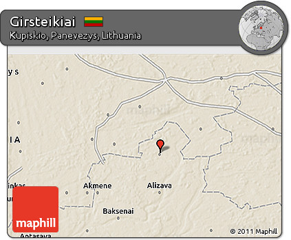 Shaded Relief 3D Map of Girsteikiai